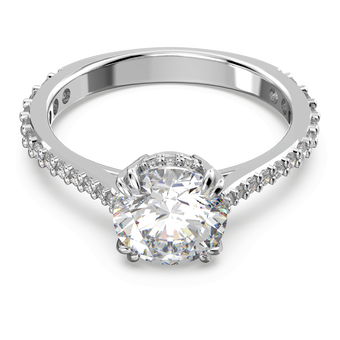 swarovski stilla cocktail ring round cut pav white rhodium plated