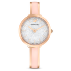 swarovski crystalline delight watch metal bracelet pink rose gold tone finish