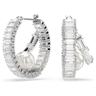 ariana grande x swarovski hoop earrings crystal pearl baguette cut white rhodium plated