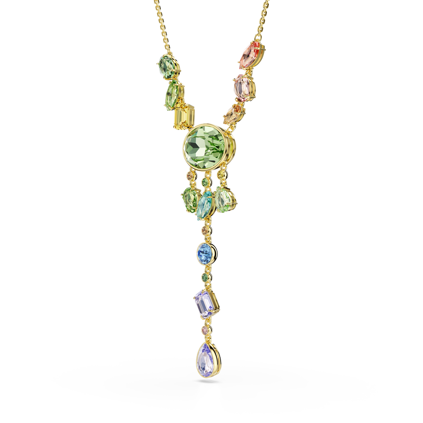 swarovski gema y necklace  mixed cuts  multicolored  gold tone plated