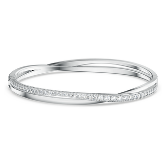 swarovski hyperbola bangle white rhodium plated