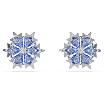 swarovski magic stud earrings snowflake blue rhodium plated