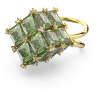 swarovski curiosa cocktail ring square green gold tone plated