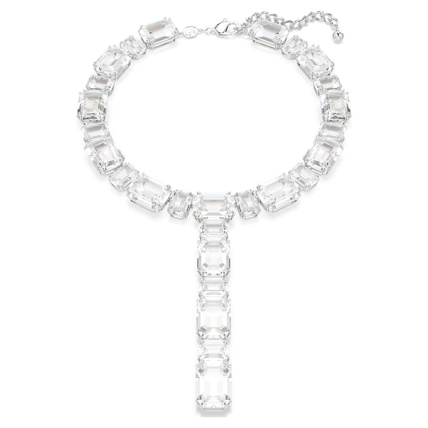 swarovski millenia y necklace  octagon cut  white  rhodium plated
