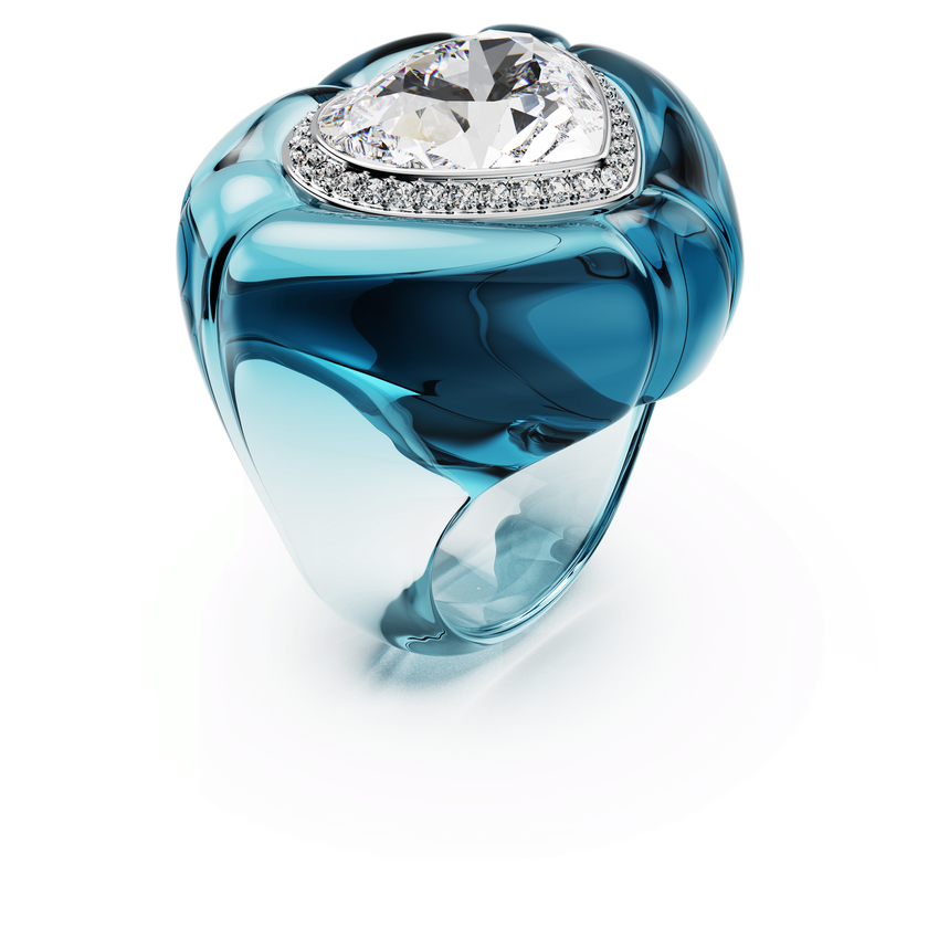 swarovski dulcis cocktail ring  heart cut  pav   heart  blue