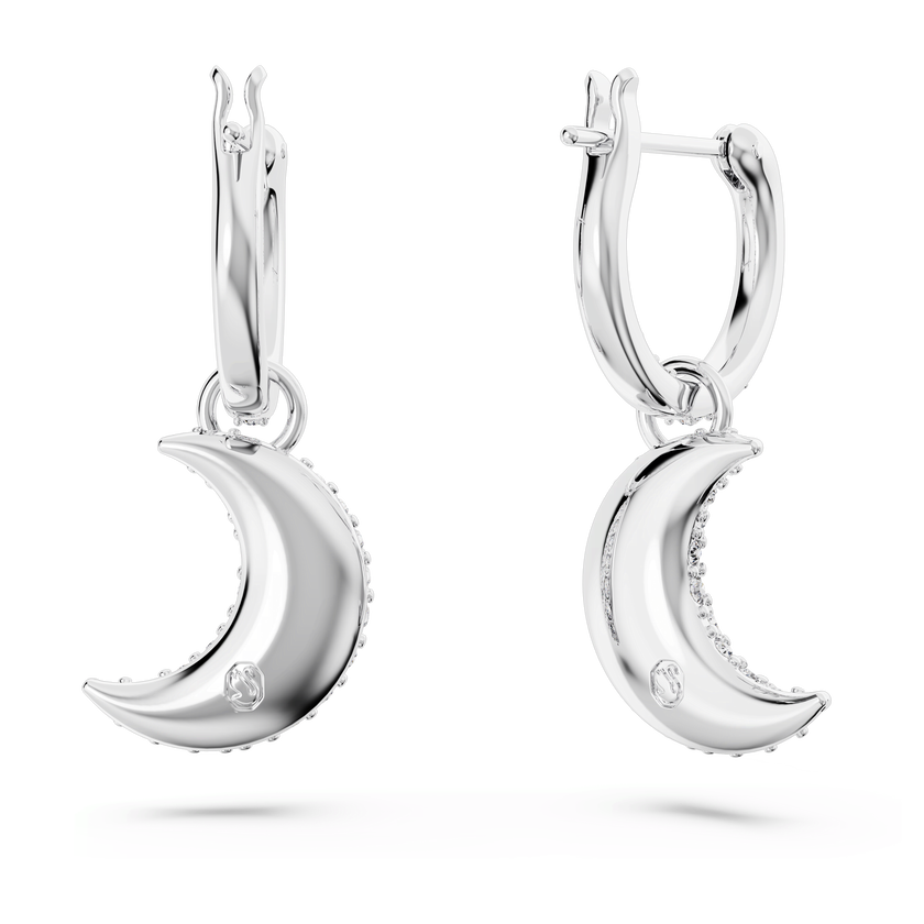 swarovski sublima drop earrings  moon  white  rhodium plated