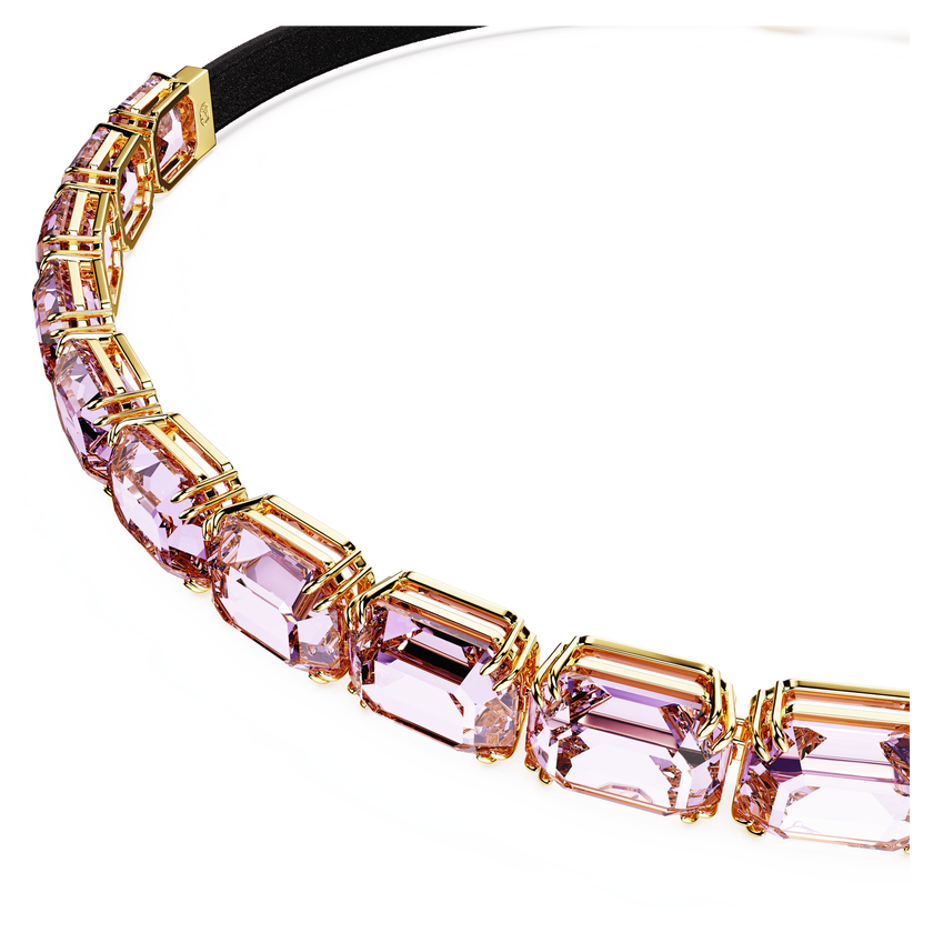 swarovski millenia tennis choker  octagon cut  purple  gold tone plated