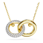 Dextera pendant, Interlocking loop, White, Gold-tone plated