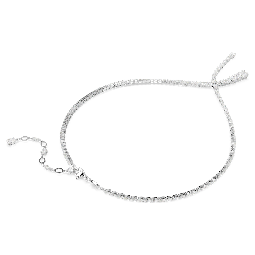 swarovski matrix y necklace  mixed cuts  white  rhodium plated