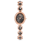 swarovski imber oval watch  swiss made  metal bracelet  black  rose gold tone finish