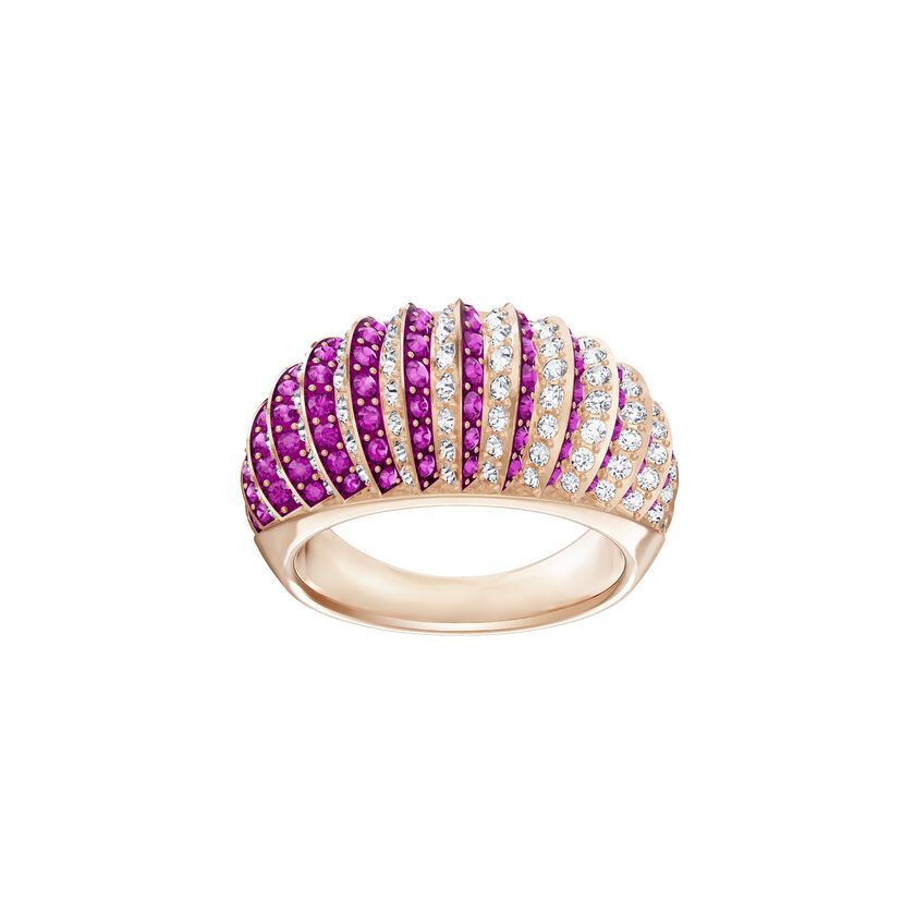 Luxury Domed Ring, Pink, Rose-gold tone plated