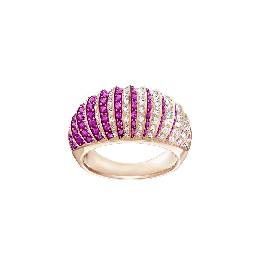 Luxury Domed Ring, Pink, Rose-gold tone plated