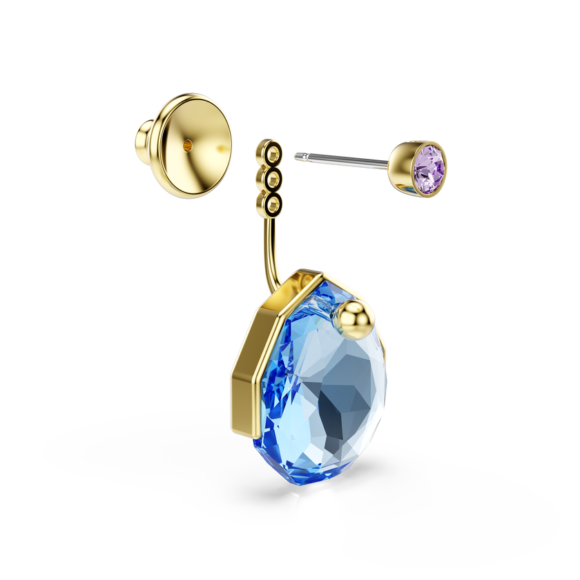 swarovski gema earring jackets  blue  gold tone plated