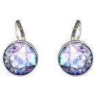 swarovski bella drop earrings round cut purple rhodium plated