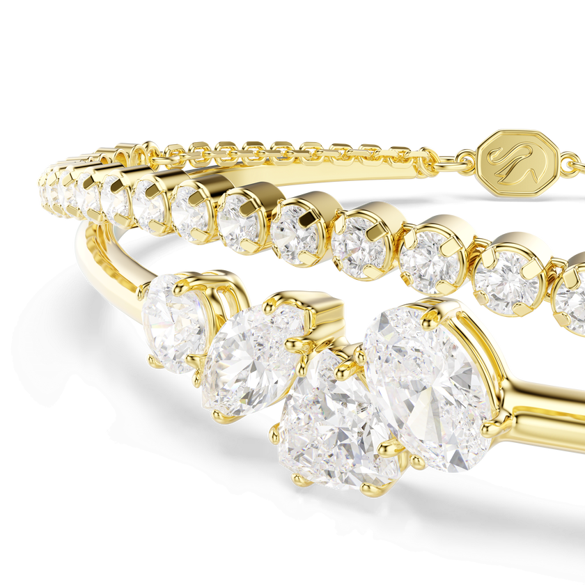 swarovski mesmera bracelet  mixed cuts  white  18k gold finish