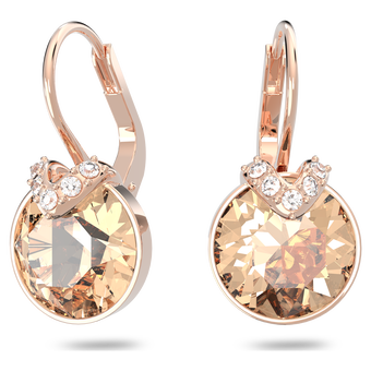swarovski bella v drop earrings round cut gold tone rose gold tone plated