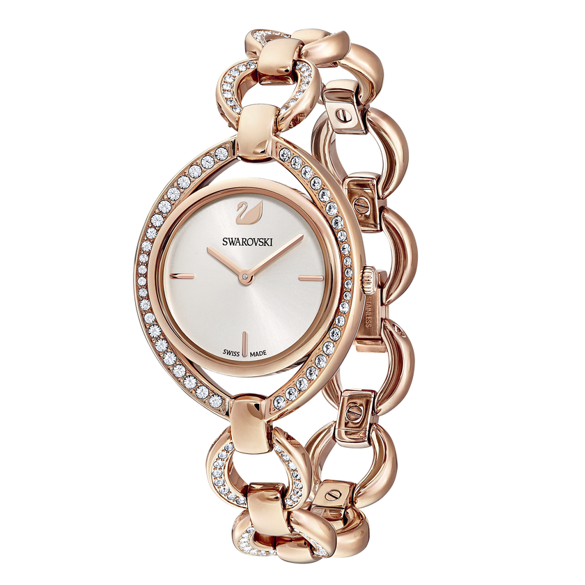 Stella Watch, Metal bracelet, White, Rose-gold tone PVD