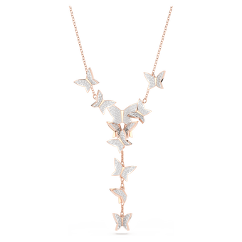 swarovski lilia y necklace  butterfly  white  rose gold tone plated