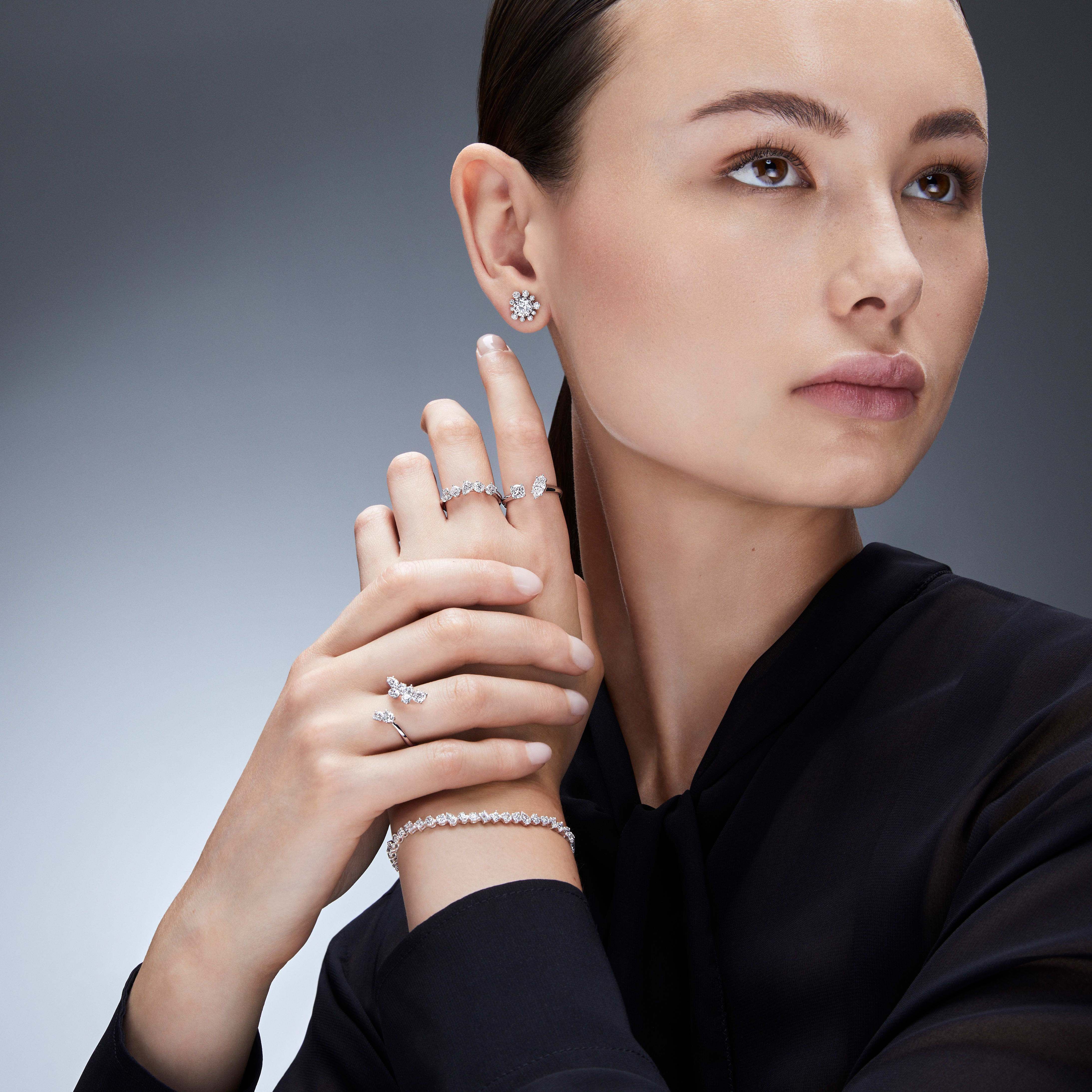 swarovski galaxy tennis bracelet  laboratory grown diamonds 4 9 ct tw  18k white gold