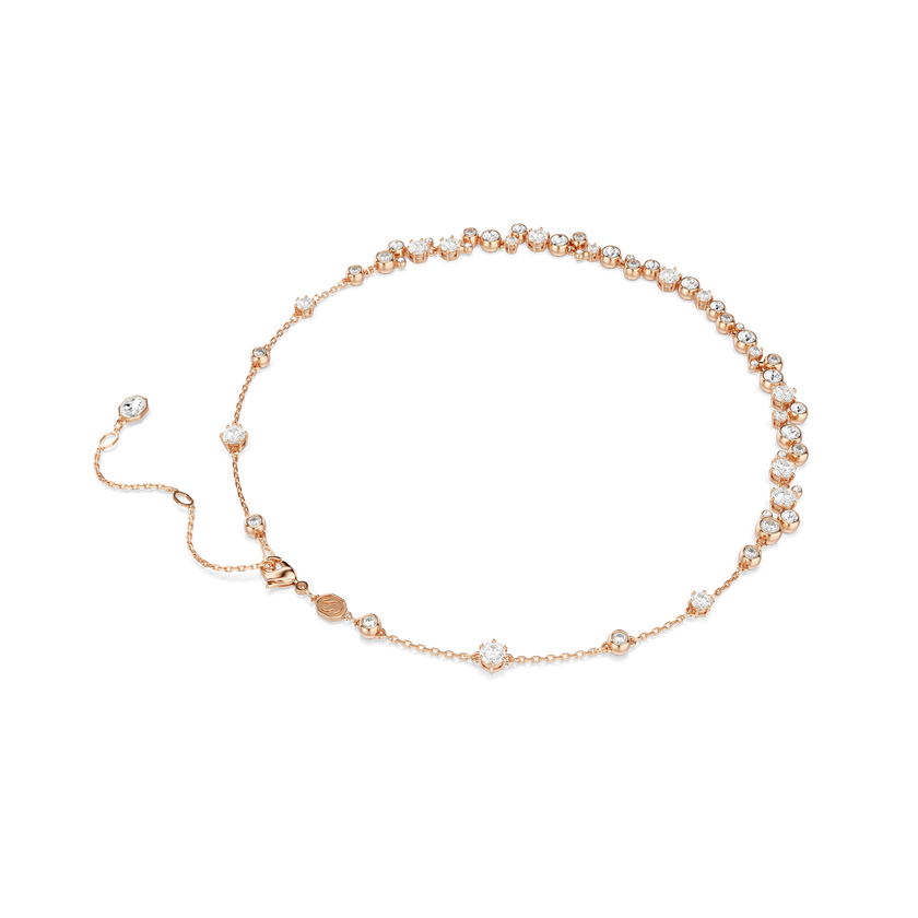 swarovski constella necklace  round cut  white  18k rose gold finish