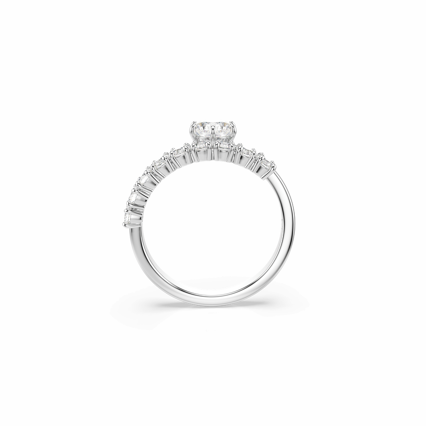 swarovski matrix open ring  round cut  white  rhodium plated