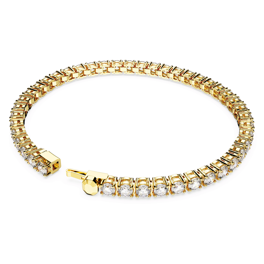 swarovski matrix tennis bracelet  round cut  white  gold tone plated