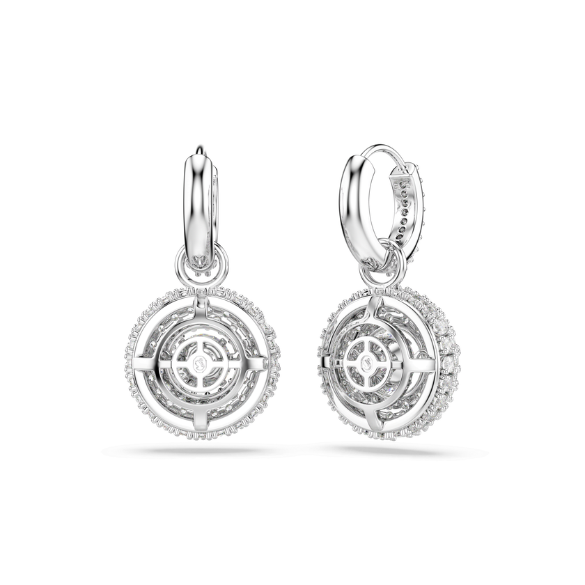 swarovski sublima drop earrings  round cut  white  rhodium plated