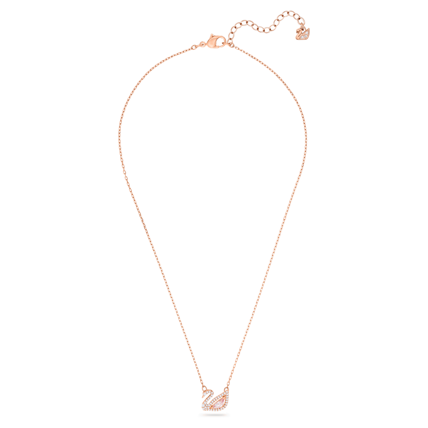 swarovski swan necklace  swan  pink  rose gold tone plated