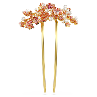 swarovski gema hair clip mixed cuts flower pink gold tone plated