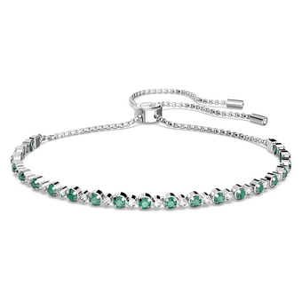 swarovski subtle bracelet round cut green rhodium plated