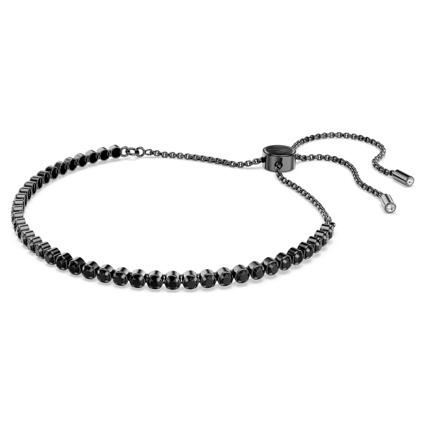 swarovski matrix tennis bracelet  mixed round cuts  black  ruthenium plated