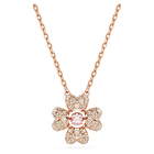 Idyllia pendant, Clover, White, Rose gold-tone plated