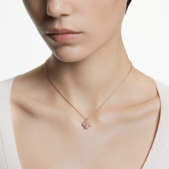 swarovski latisha pendant  flower  pink  18k rose gold finish