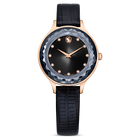Octea Nova watch, Swiss Made, Leather strap, Black, Rose gold-tone finish