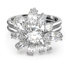 swarovski gema cocktail ring flower white rhodium plated