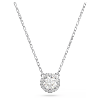 swarovski una angelic pendant  round cut  pav   white  rhodium plated