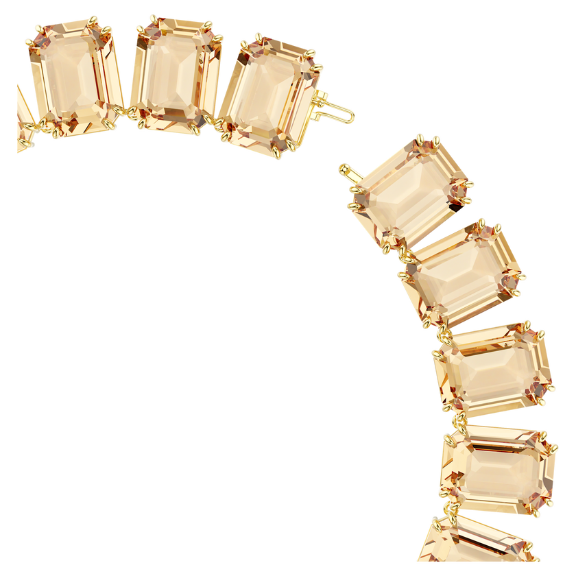 swarovski millenia tennis necklace  oversized crystals  octagon cut  caramel  gold tone plated