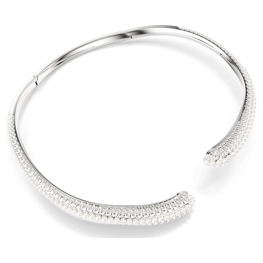 swarovski sublima necklace  crystal pearl  round cut  white  rhodium plated