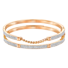 Fiction Wide Bangle, White, Rose-gold tone plated