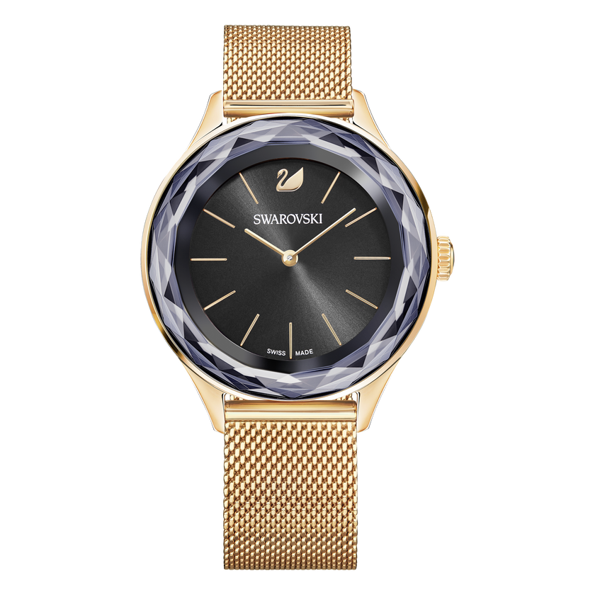 swarovski octea nova watch  milanese bracelet  black  rose gold tone