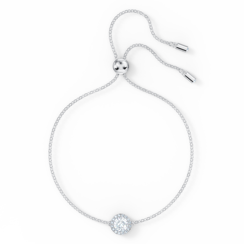 swarovski angelic bracelet  round cut  white  rhodium plated