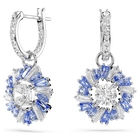 swarovski idyllia drop earrings mixed cuts flower blue rhodium plated