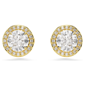 swarovski una stud earrings round cut gold tone gold tone plated
