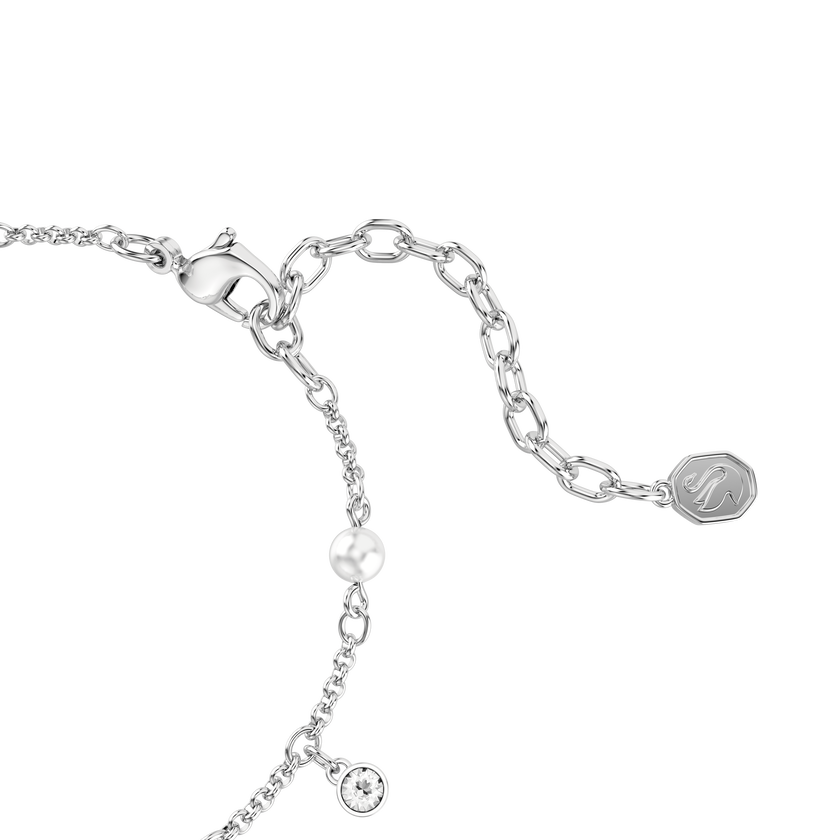swarovski imber bracelet  crystal pearl  round cut  white  rhodium plated