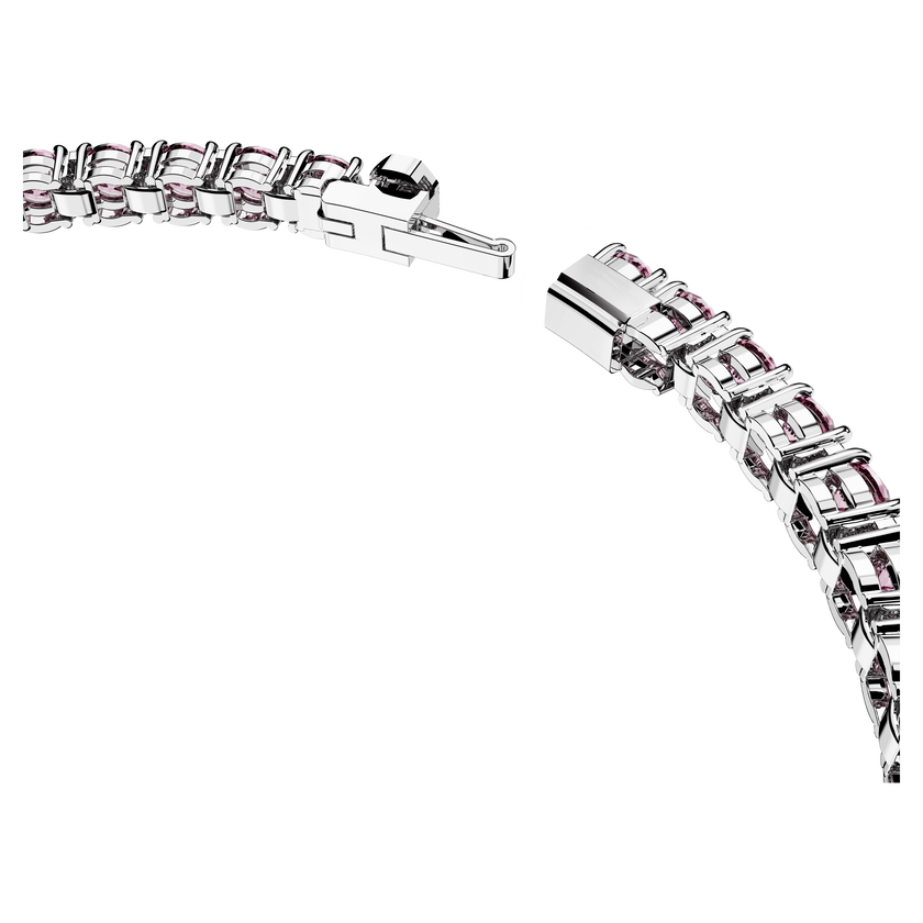 swarovski matrix tennis bracelet  round cut  pink  rhodium plated