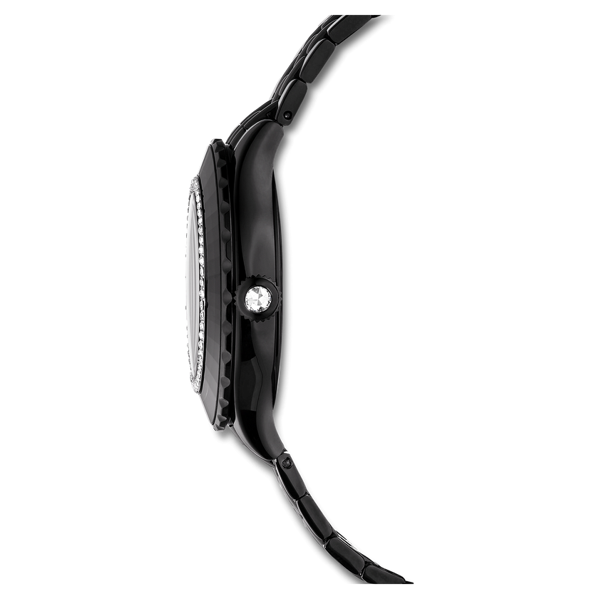 swarovski octea moon watch  swiss made  moon  metal bracelet  black  black finish