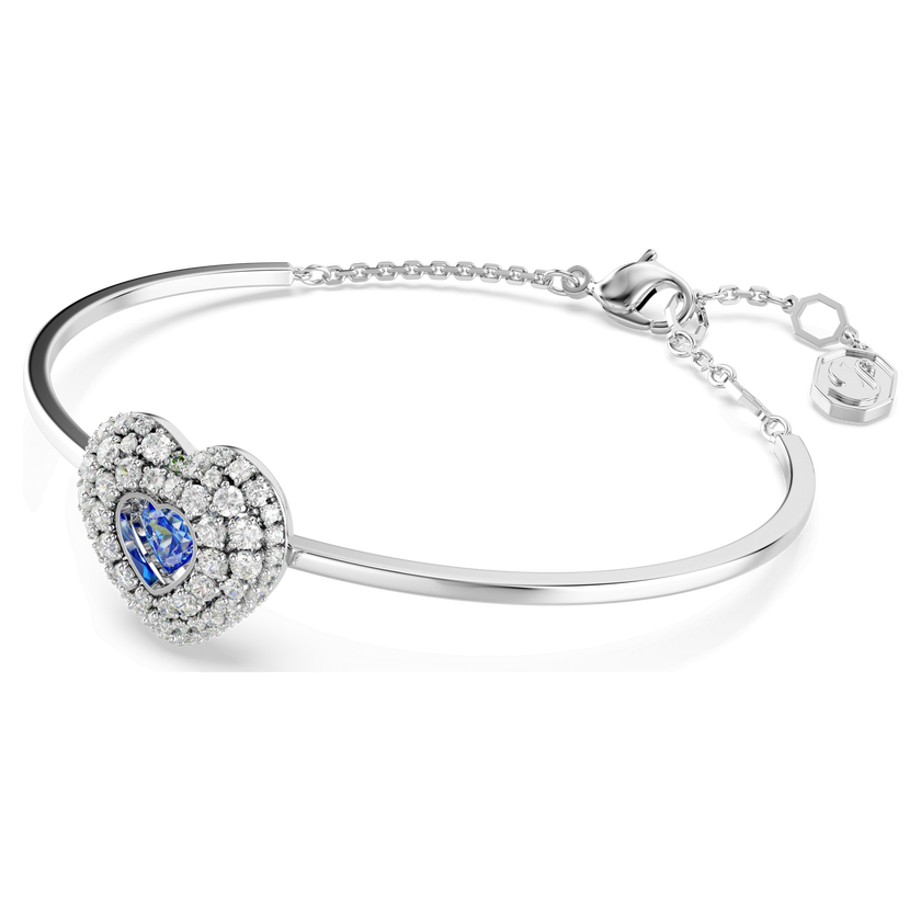 swarovski idyllia bangle  heart  blue  rhodium plated