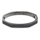 Dextera bangle, Octagon, Pavé, Black, Ruthenium plated