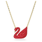 swarovski iconic swan pendant red gold plating