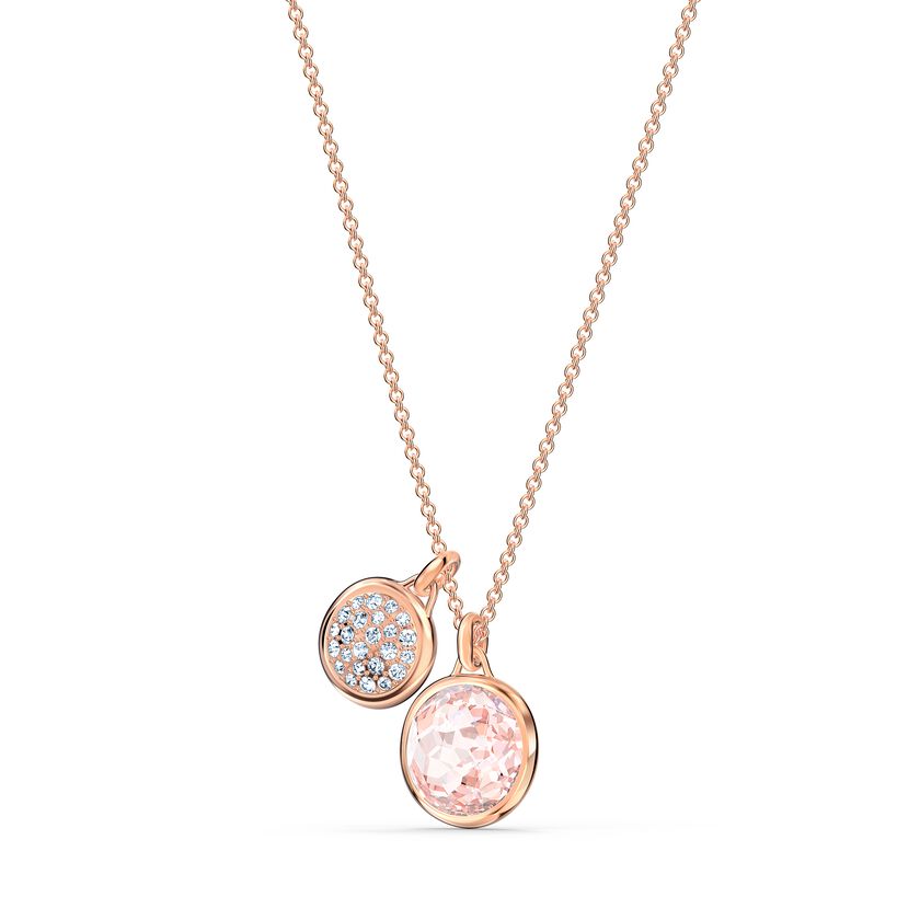 Tahlia Doble Pendant, Pink, Rose-gold tone plated